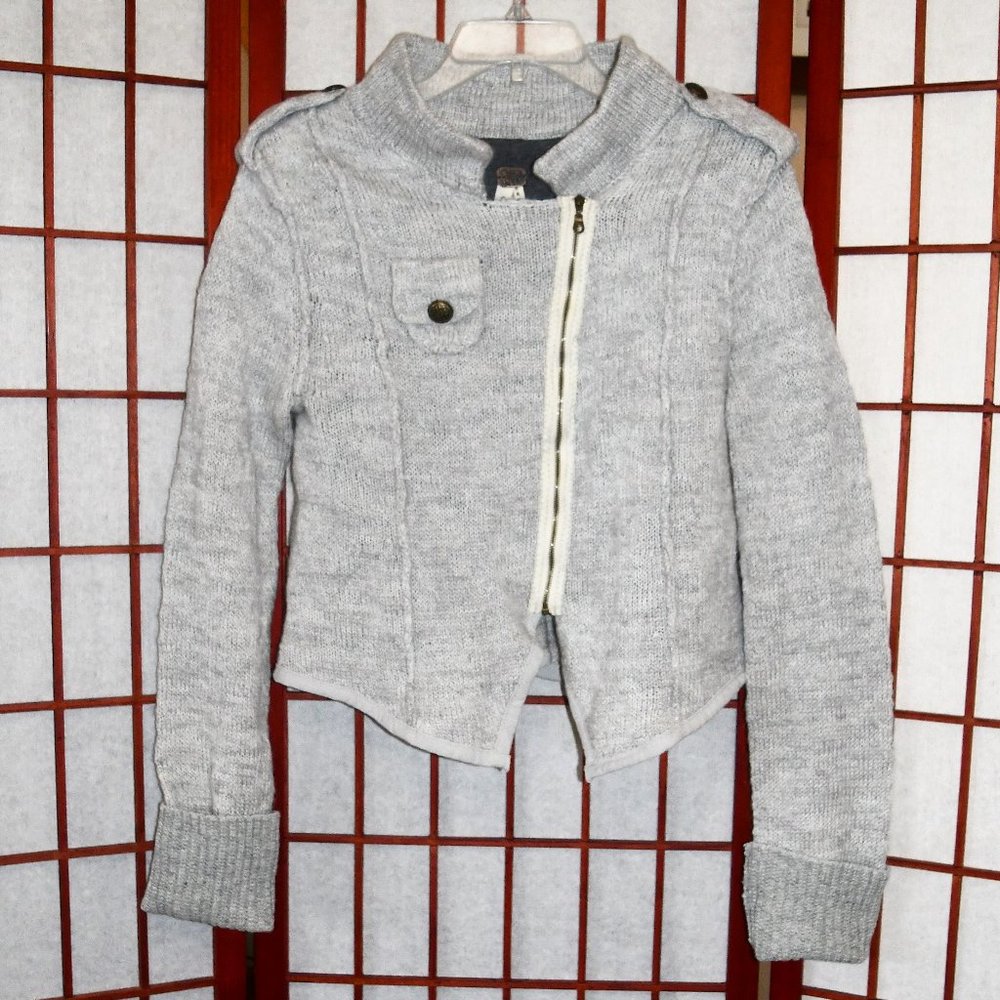 We The Free Cropped Military Style Wool Zip Up